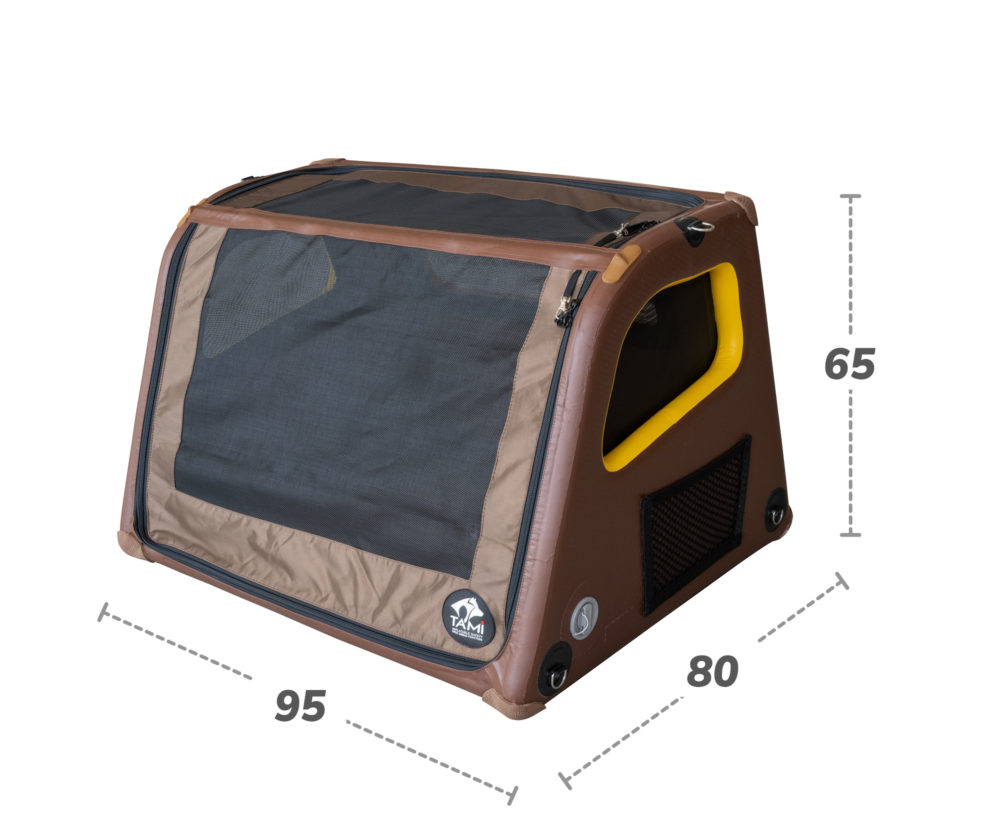 Il baule per cani TAMI L e le sue dimensioni (larghezza x profondità x altezza) in dettaglio.